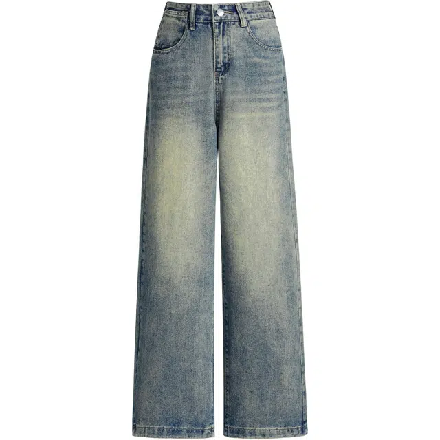 玫丝朵 中腰宽松无弹牛仔裤 女款 复古蓝