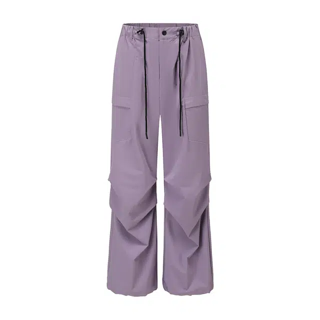 新奇天 纯色城市户外徒步山系宽松直筒保暖系带工装裤 女款