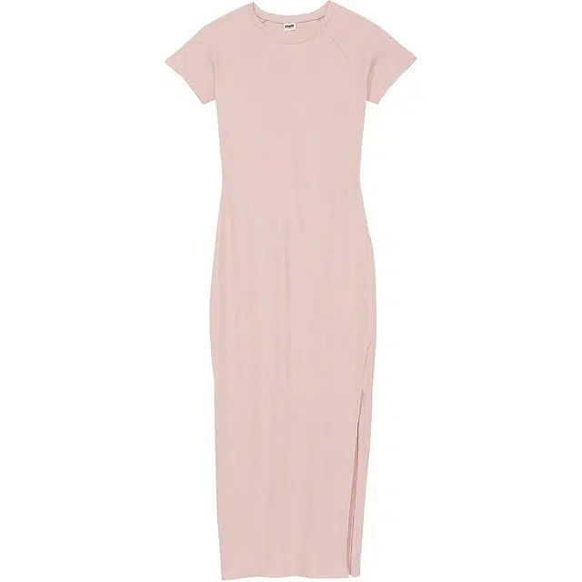 Victoria's Secret PINK CONTOUR RIBBED MIDI DRESS Wanna Be Pink