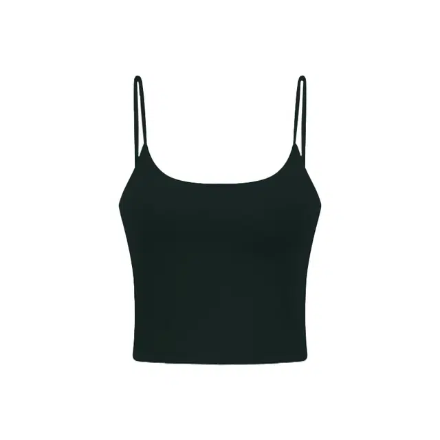 黑恐龙 棉氨露脐一字领基础细吊带吊带内搭打底衫弹力性感纯欲修身背心 女款