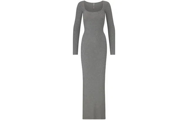 SKIMS SOFT LOUNGE LONG SLEEVE DRESS U HEATHER GREY