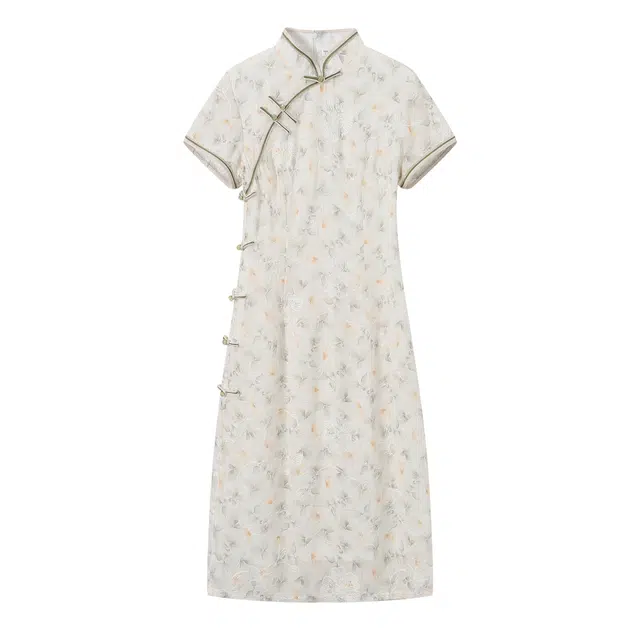 曲韩 新中式洋气高端小个子短袖连衣裙 女款 花色