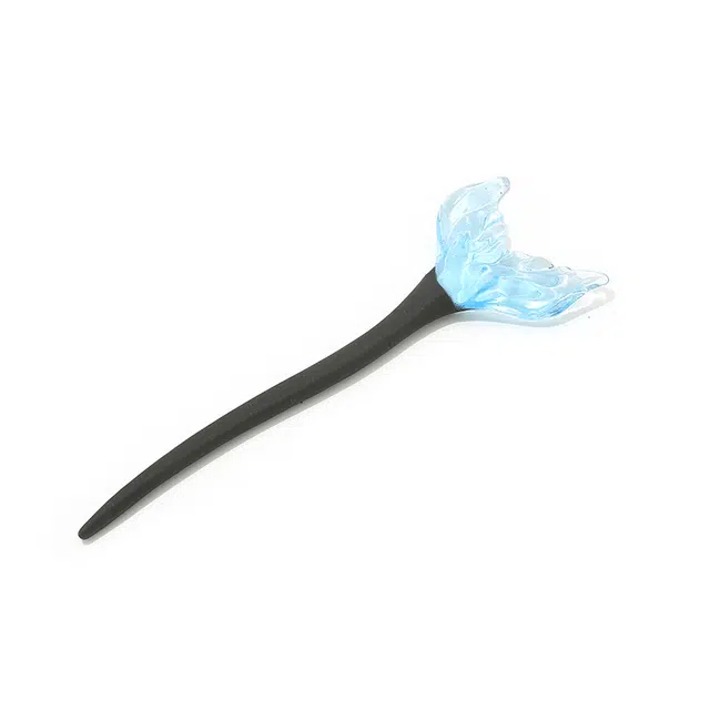 如花梦 新中式蓝色鱼尾檀木盘高级感发钗古风国风 日常通勤 发饰 女款