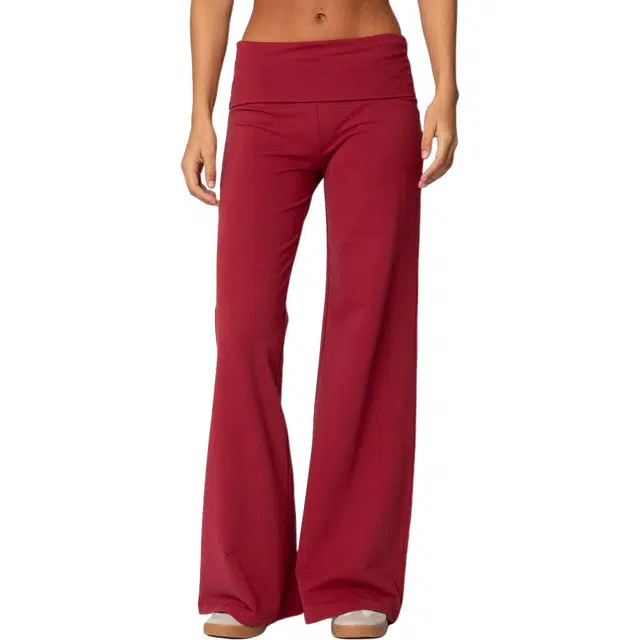 edikted Wide Leg Fold Over Pants