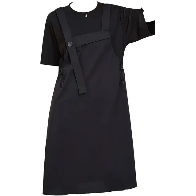 木果果木 夏季 显瘦文艺假两件短袖连衣裙 宽松 女款