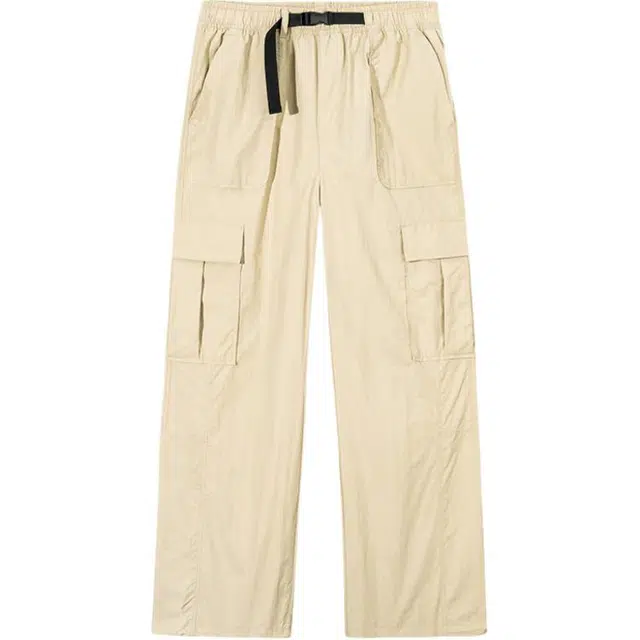 超级安踏 纯色中腰舒适透气百搭直筒工装裤 女款 沙漠卡其