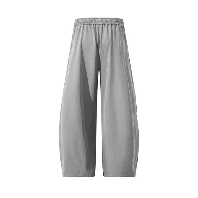 顶峰保罗 纯色基础款美式凉感透气降落伞兵裤冰丝薄款速干垂感舒适宽松直筒阔腿休闲裤 男女同款