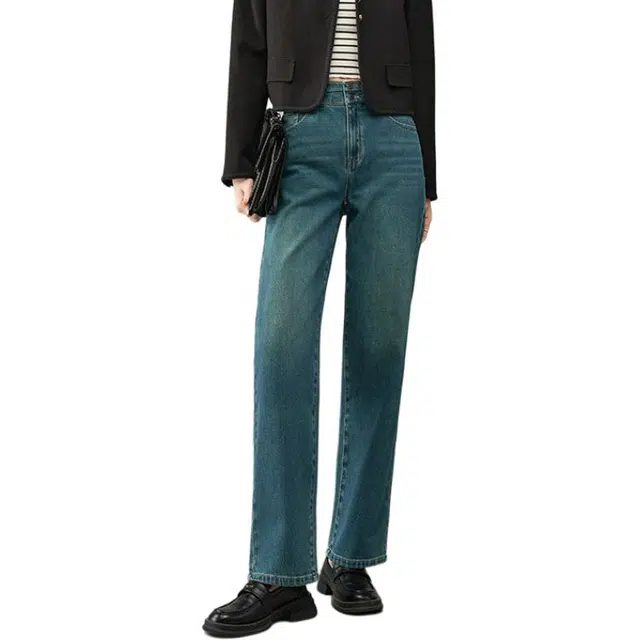娅丽达 水洗高腰宽松阔腿牛仔裤 女款