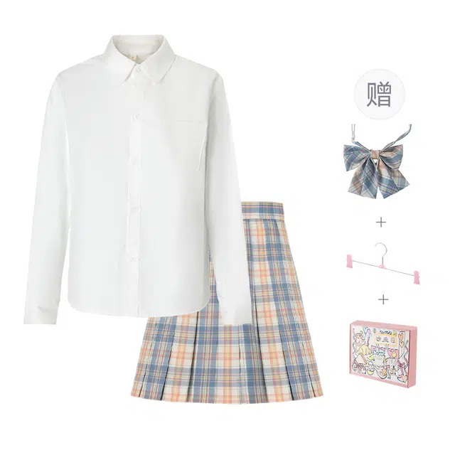 日暮星河 学院风百褶裙制服长袖衬衫套装 女款 春日信歌