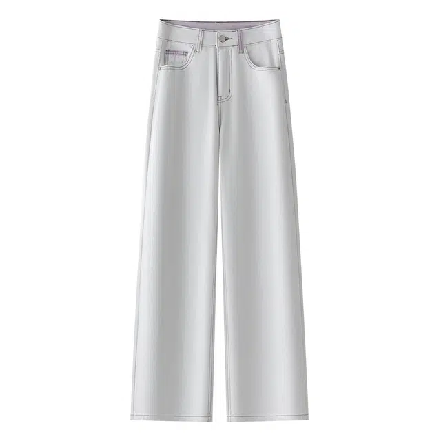 潞优野 阔腿裤爆款宽松高腰窄版阔腿裤牛仔裤 女款 浅紫色