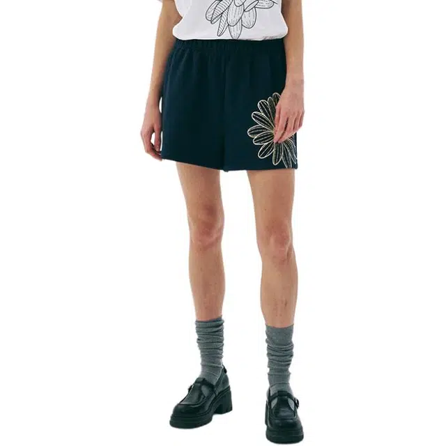 MARDI MERCREDI SS25 SWEAT SHORTS FLOWER_NAVY CREAM
