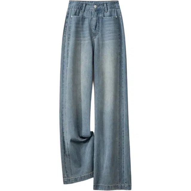 潞优野 瘦窄版直筒时尚凉感牛仔裤 女款 浅蓝色