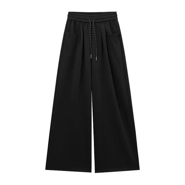 木清清 抽绳高腰阔腿裤垂感拖地裤女春季百搭慵懒风卫裤长裤休闲裤 女款