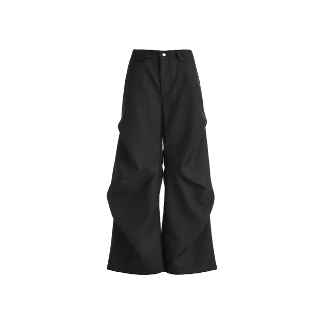 拾籍 设计感立体褶皱小众高街阔腿休闲裤 女款