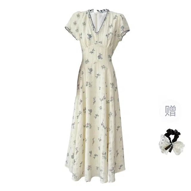 雾闪闪 温柔气质舒适短袖连衣裙 女款 图片色