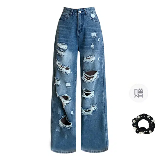 雾闪闪 时尚舒适百搭牛仔裤 女款