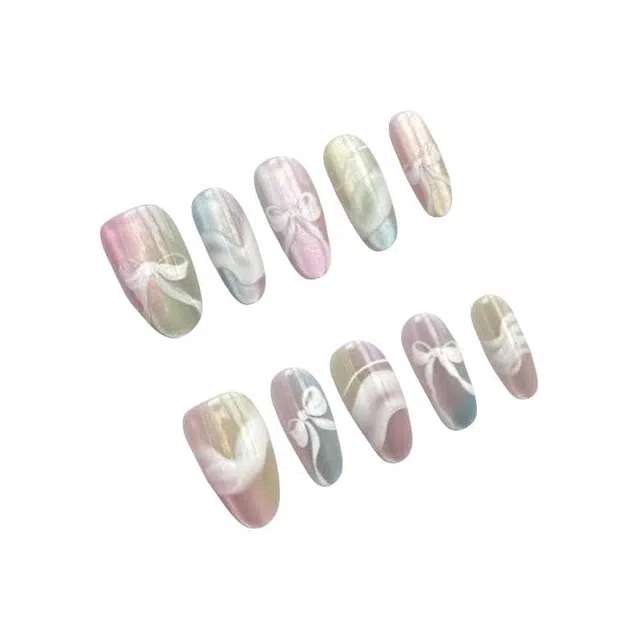 计轩 高级手工电镀小灯泡  穿戴甲 中梯粉色混色晕染 猫眼