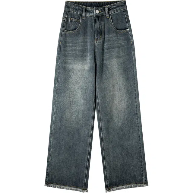 玫丝朵 美式复古高腰宽松阔腿牛仔裤 女款