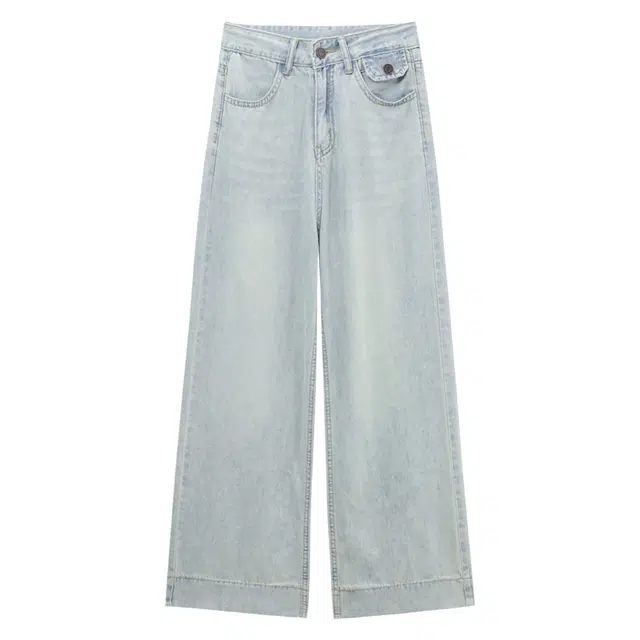 木清清 直筒修身薄款牛仔裤 女款 蓝色