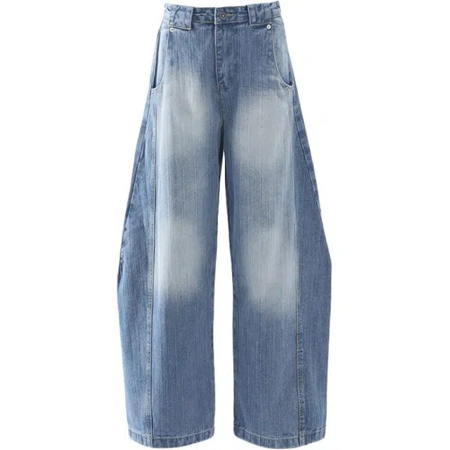 拾籍 美式复古高腰宽松香蕉裤牛仔裤 女款