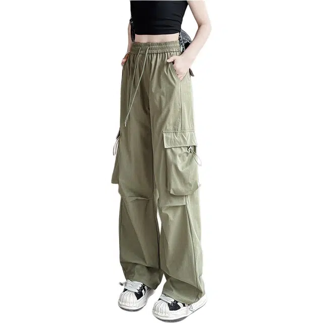 沐晓欣 美式速干裤春夏款高腰束脚阔腿两穿哈伦运动工装休闲裤 女款