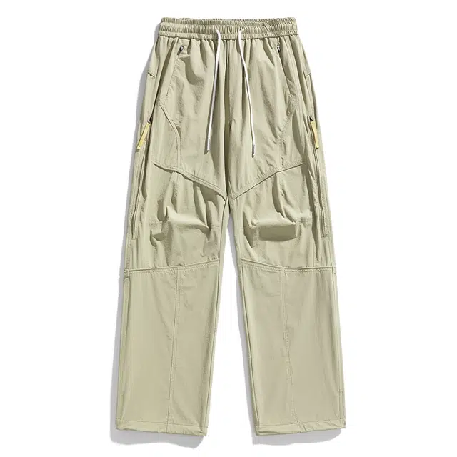 欧迪芬 户外登山防风伞兵裤情侣春夏宽松潮牌褶皱阔腿长裤休闲工装裤 男女同款