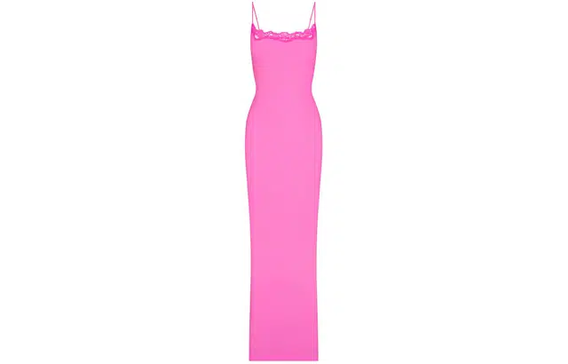SKIMS FITS EVERYBODY LACE LONG SLIP DRESS TAFFY TONAL