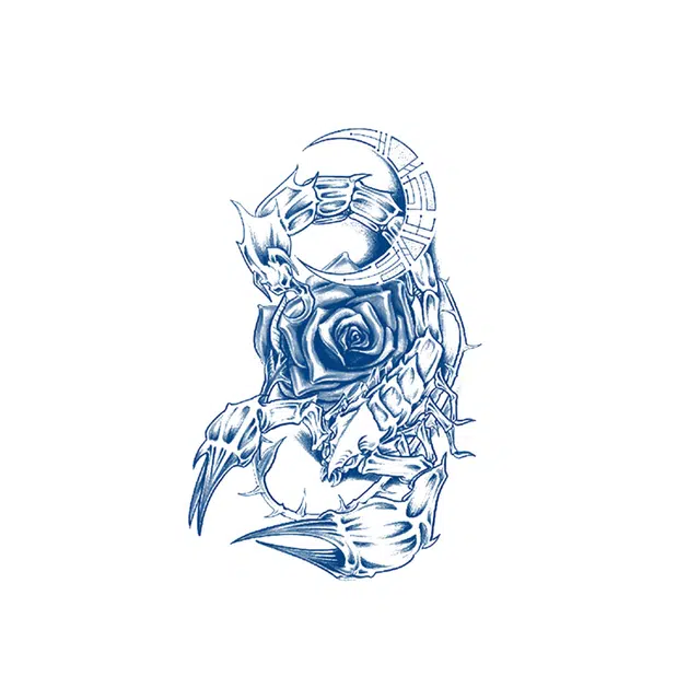 猎己  骷髅玫瑰草本纹身贴 防水防汗不反光小众