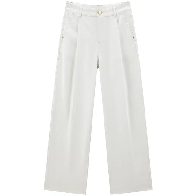 太平鸟 兰精天丝高腰薄款垂感阔腿牛仔裤 女款