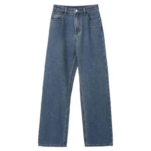 法儿家 四季刚需春季韩系小个子通勤高腰显瘦牛仔裤 女款 蓝色