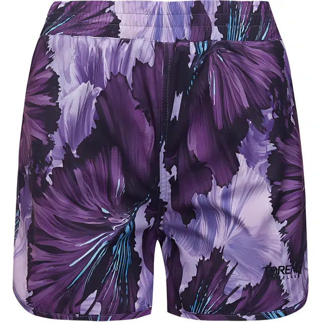 探路者 户外透气旅行舒适休闲短裤 女款 炫彩花卉丁香紫印花