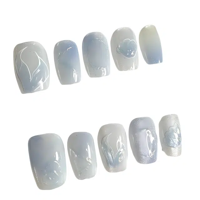 计轩 人鱼的尾巴  穿戴甲 椭圆蓝色晕染 细闪