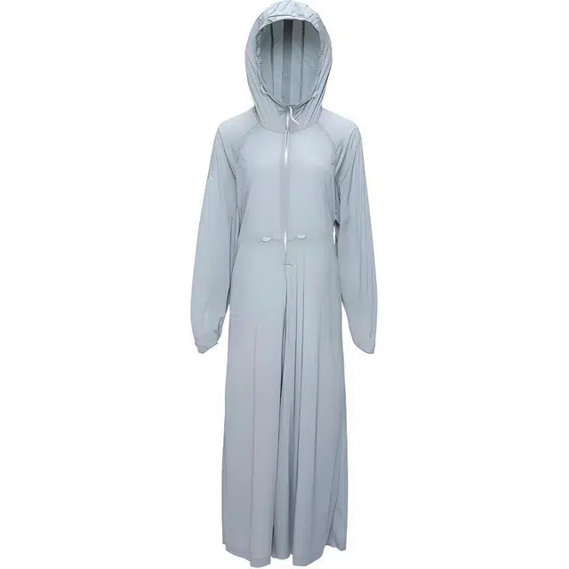 探路者 超轻防晒透气连帽拉链长袖皮肤衣连体裤 女款 豆沙绿