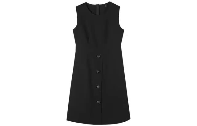 【dme】 纯色圆领高腰无袖连衣裙 黑色