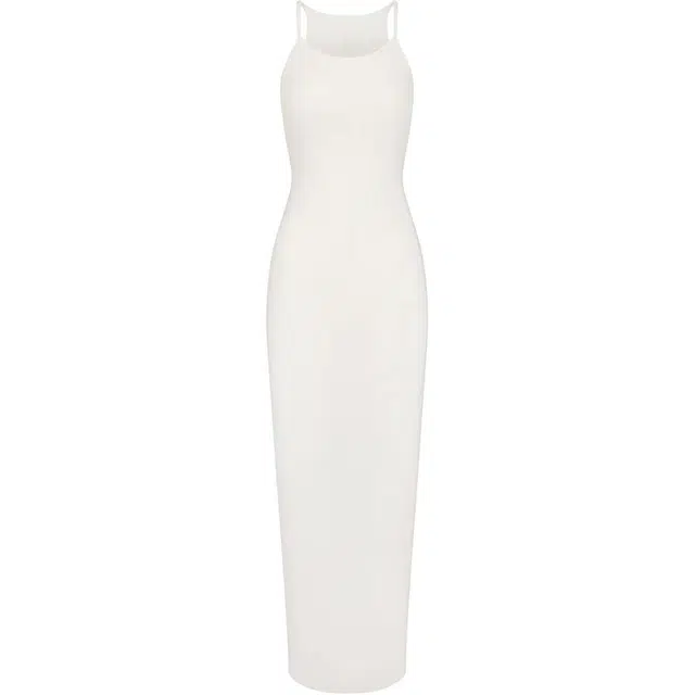 SKIMS SS24 COTTON RIB LONG CAMI DRESS MARBLE