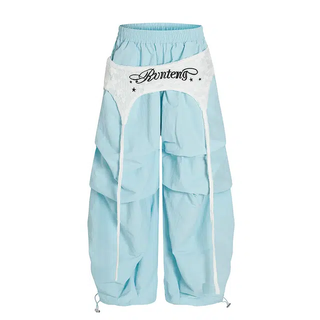 水中花 美式复古腰封叠穿设计感宽松阔腿工装裤休闲裤 女款