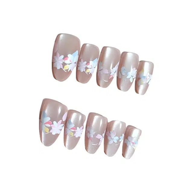 计轩 花花  穿戴甲 尖型粉色纯色 猫眼