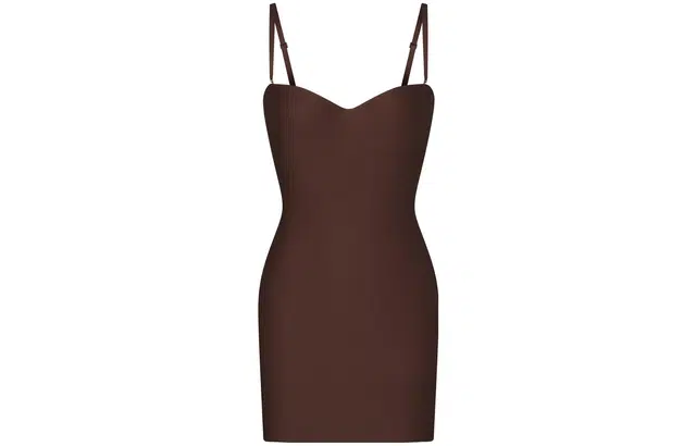 SKIMS BODY UNDERWIRE SLIP DRESS COCOA