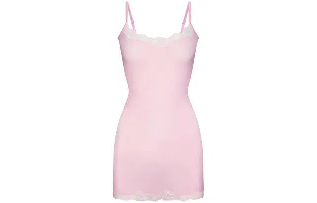 SKIMS FITS EVERYBODY LACE SLIP DRESS CHERRY BLOSSOM TONAL