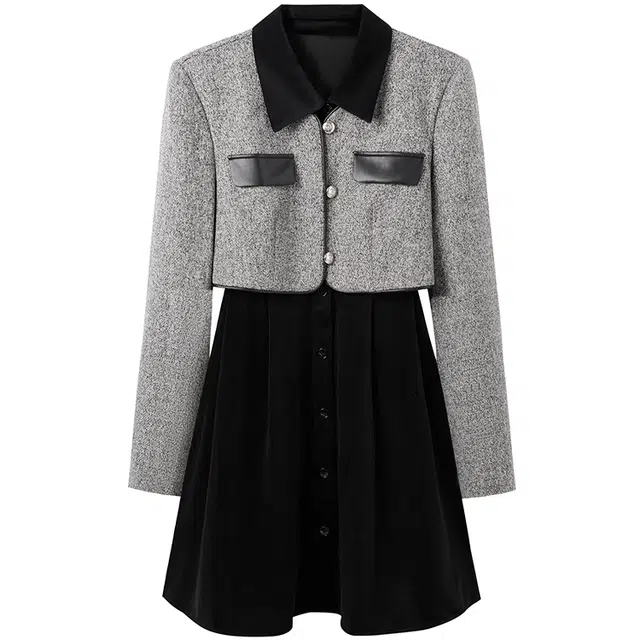 Peacebird Faux Two-Piece Collar Dress