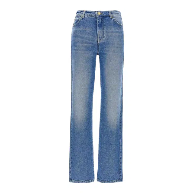 PINKO Colorblock Zip Straight Jeans Blue