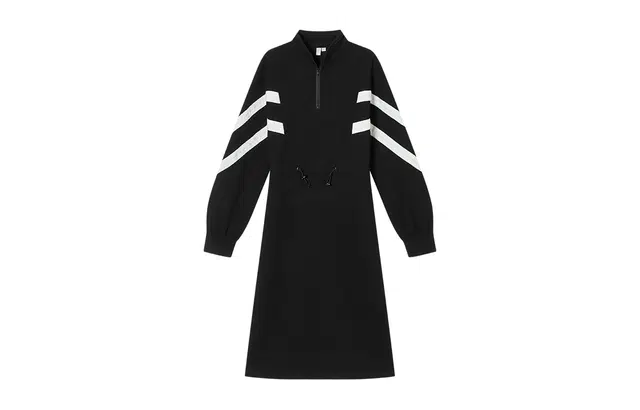 对白 法式设计感抽绳针织长袖连衣裙