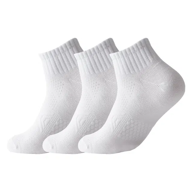 二三二三 纯色运动吸汗透气抗菌防臭袜亲肤舒适高弹抗起球百搭休闲袜薄款网眼短袜 男女同款 组合装