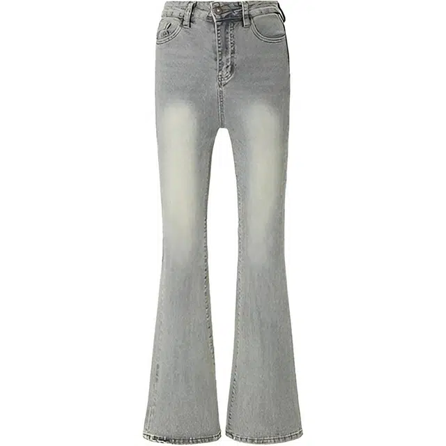 怪力萝莉 微喇修身直筒高腰马蹄弹力裤子牛仔裤 女款