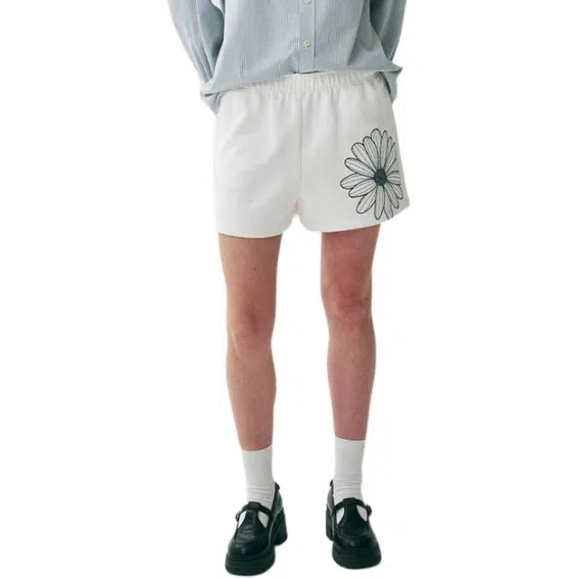 MARDI MERCREDI SS25 SWEAT SHORTS FLOWER_WHITE NAVY