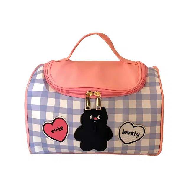 艾情草之恋 大容量高颜值可收纳清新甜美手提防水猫咪化妆包