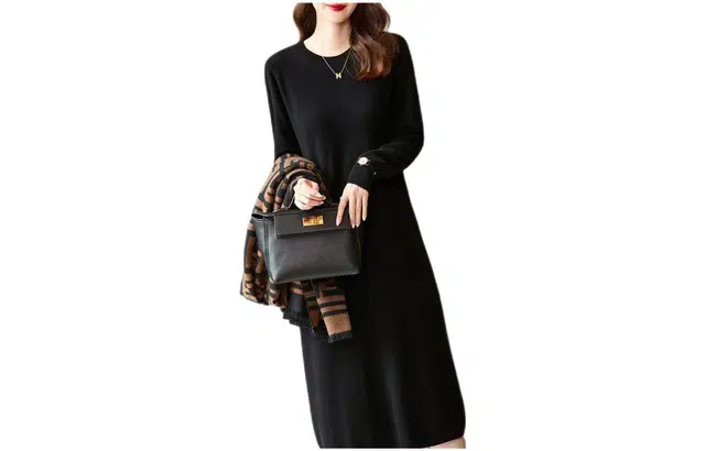 【dme】 休闲纯色长袖连衣裙