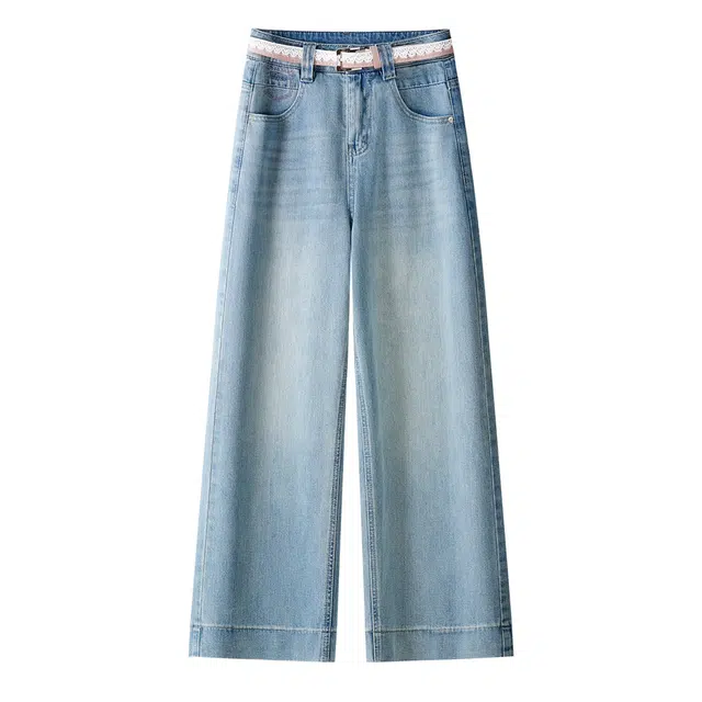 潞优野 宽松显瘦直筒牛仔裤 女款 蓝色
