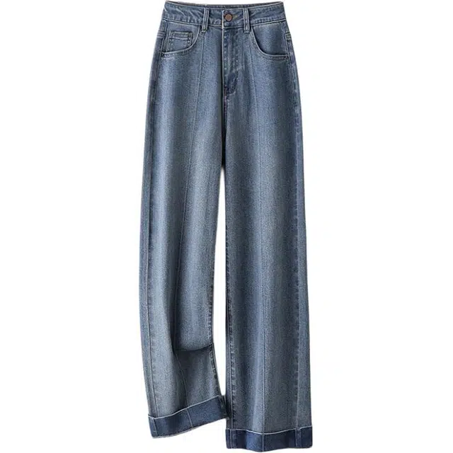 潞优野 宽松显瘦垂感直筒牛仔裤 女款 蓝色