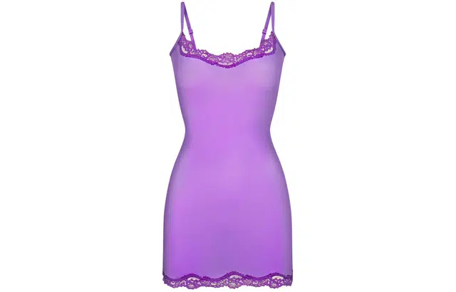 SKIMS FITS EVERYBODY LACE SLIP DRESS ULTRA VIOLET TONAL